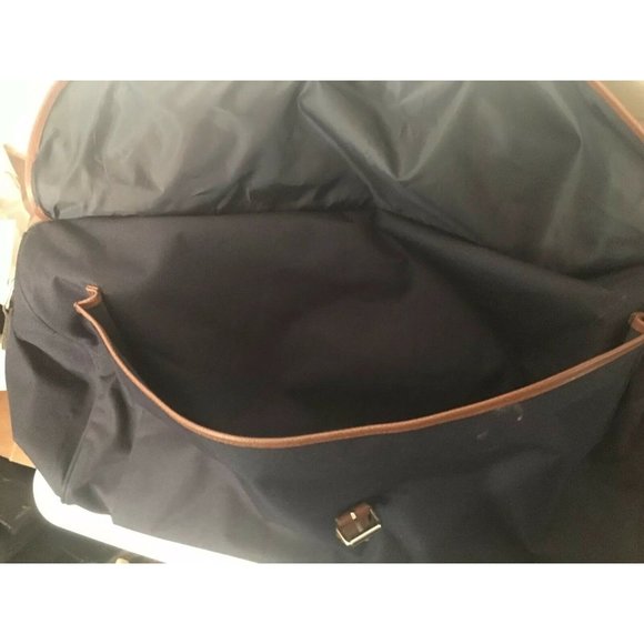 Polo Ralph Lauren Duffel Bag Large Canvas Blue Brown Carry On Overnight … - Picture 9 of 10